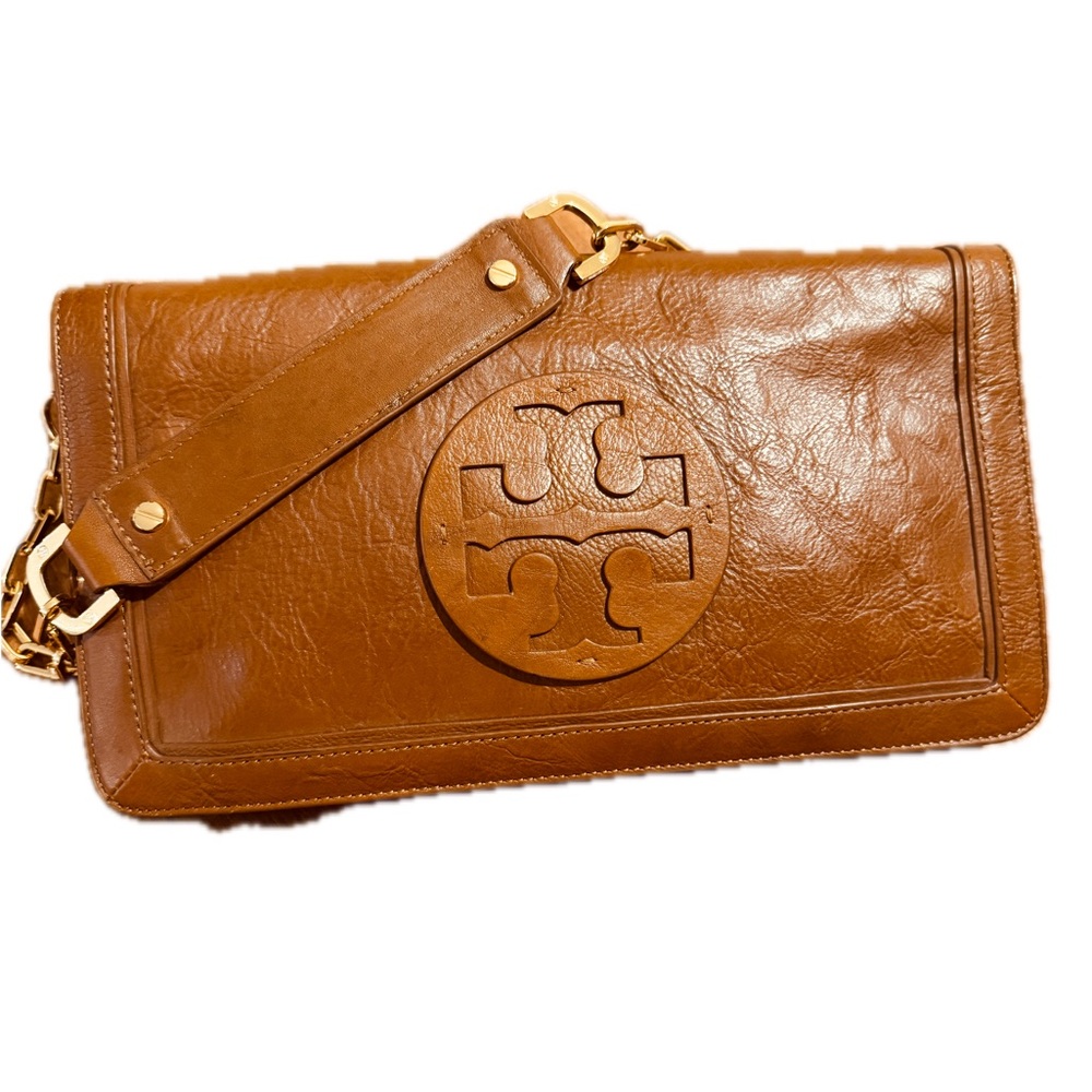 Tory Burch Brown Vintage Suki Riva Leather Clutch